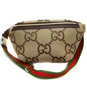Gucci Jumbo GG Belt Bag Beige Leather Canvas